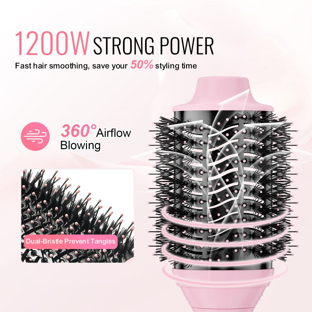 VEVOR Hair Blow Dryer Brush, Ionic Hot Air Styling Brush with 2.6" & 2.95" Head 