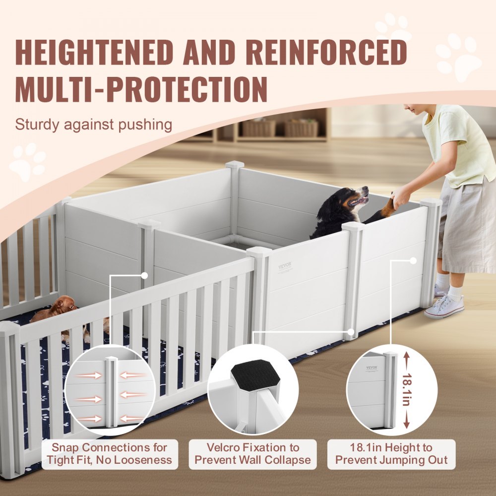 VEVOR Dog Whelping Box 93.3 x 48.4 x 18.1in Dual Zone PVC with Rails Pee Pad 