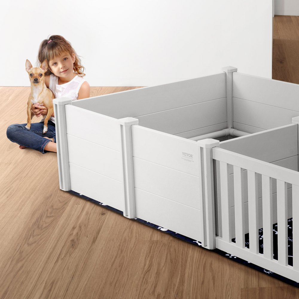 VEVOR Dog Whelping Box 93.3 x 48.4 x 18.1in Dual Zone PVC with Rails Pee Pad 