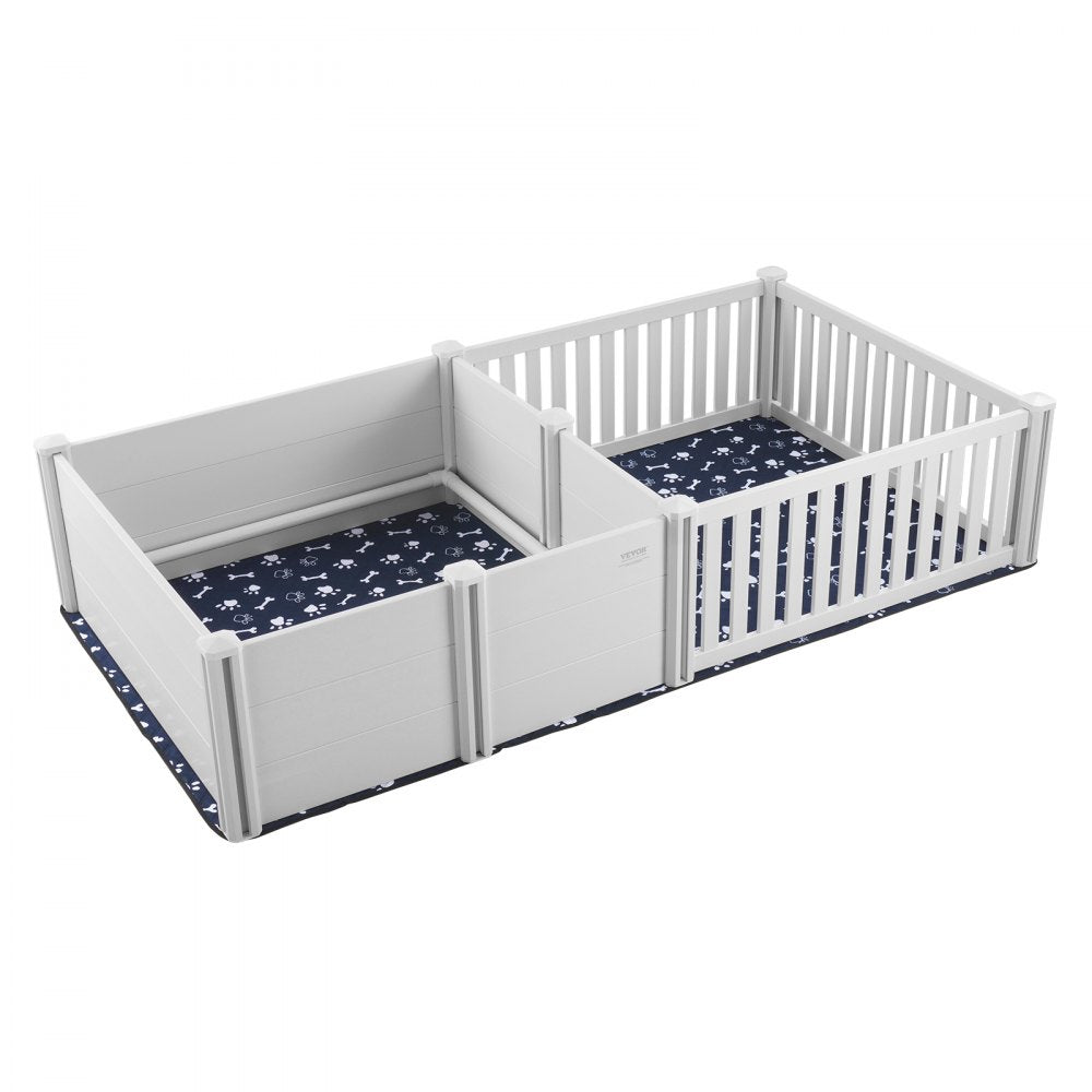 VEVOR Dog Whelping Box 93.3 x 48.4 x 18.1in Dual Zone PVC with Rails Pee Pad 