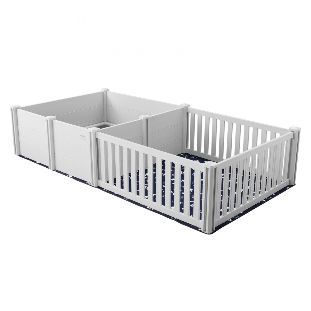 VEVOR Dog Whelping Box 93.3 x 48.4 x 18.1in Dual Zone PVC with Rails Pee Pad 