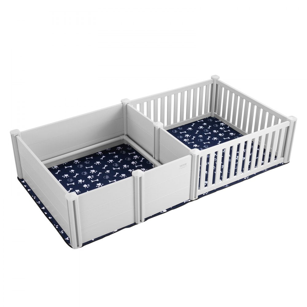 VEVOR Dog Whelping Box 93.3 x 48.4 x 18.1in Dual Zone PVC with Rails Pee Pad 
