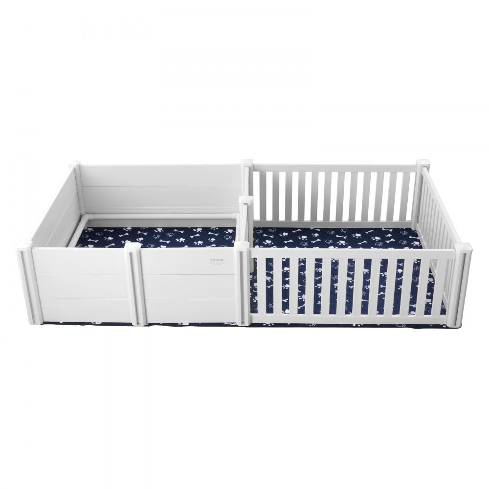 VEVOR Dog Whelping Box 93.3 x 48.4 x 18.1in Dual Zone PVC with Rails Pee Pad 