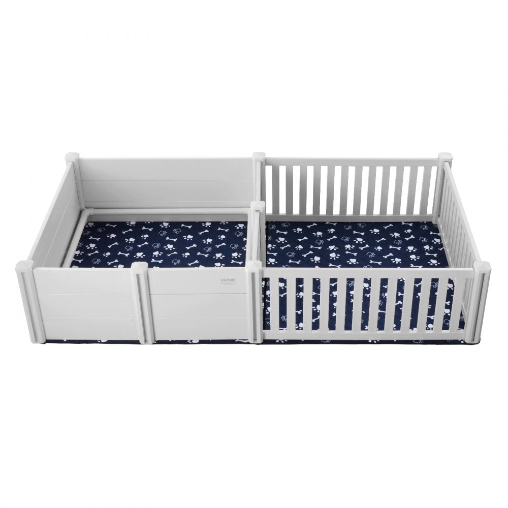VEVOR Dog Whelping Box 93.3 x 48.4 x 18.1in Dual Zone PVC with Rails Pee Pad 