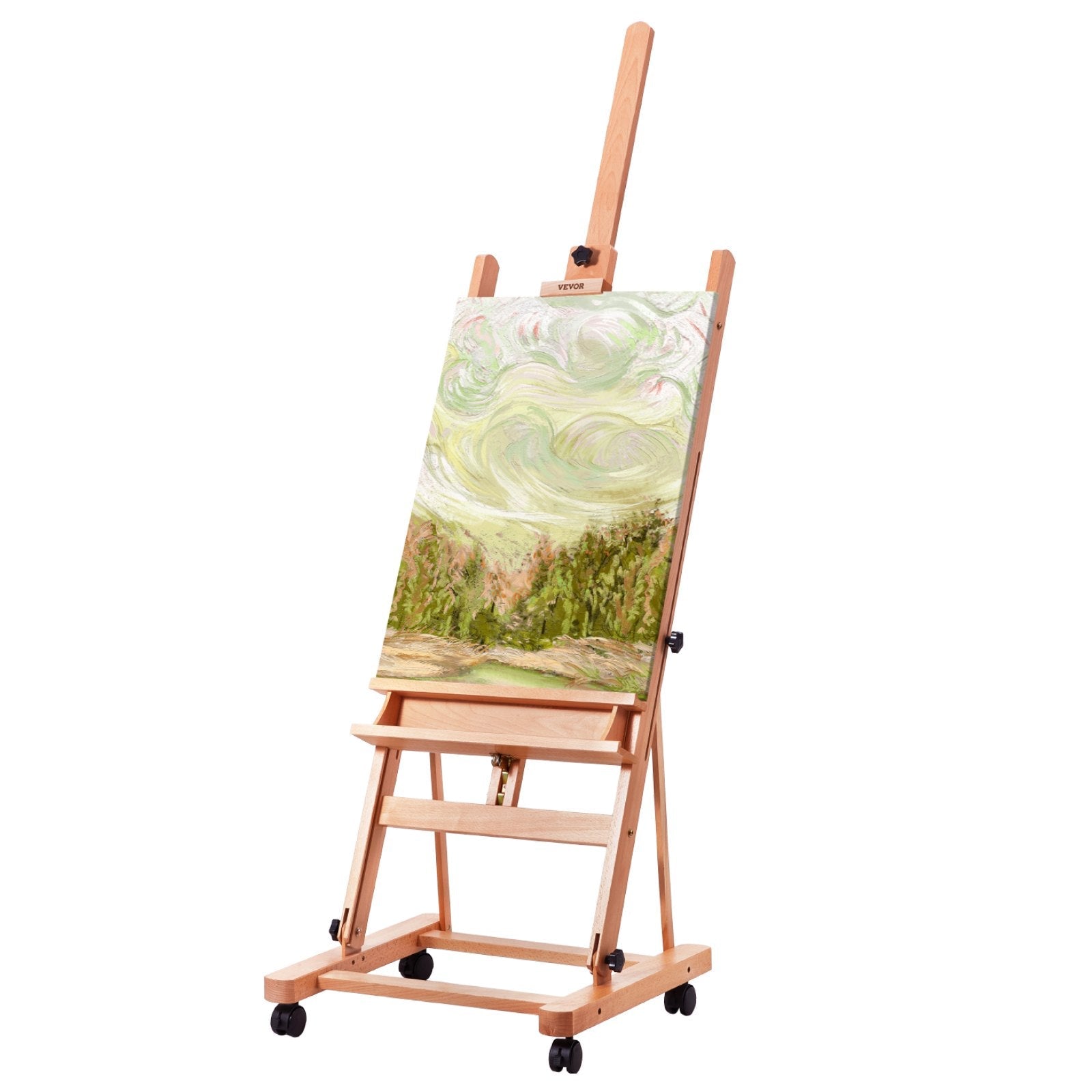 VEVOR Studio H-Frame Easel Holds Canvas Art up to 48" Beechwood Artists Easel 