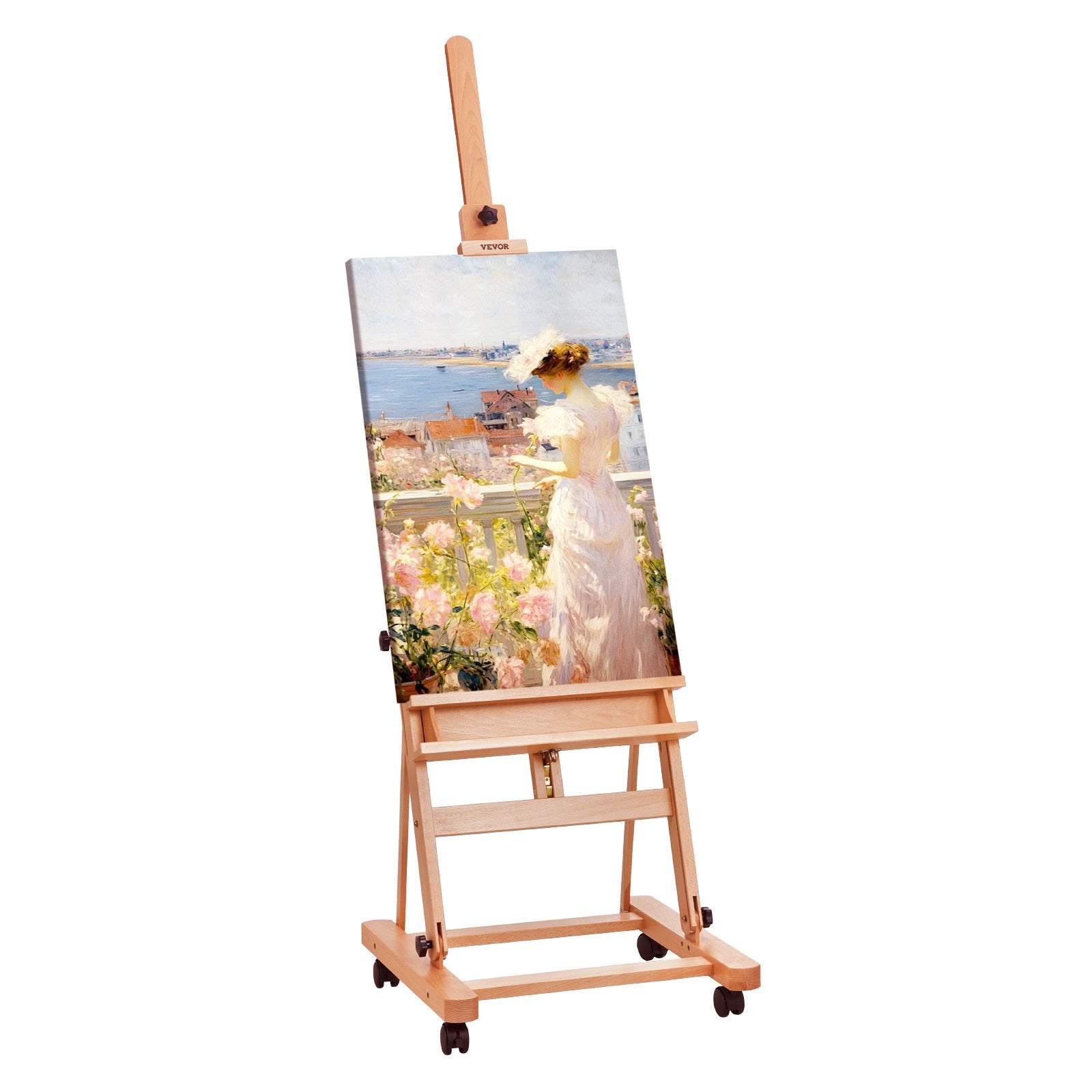 VEVOR Studio H-Frame Easel Holds Canvas Art up to 48" Beechwood Artists Easel 