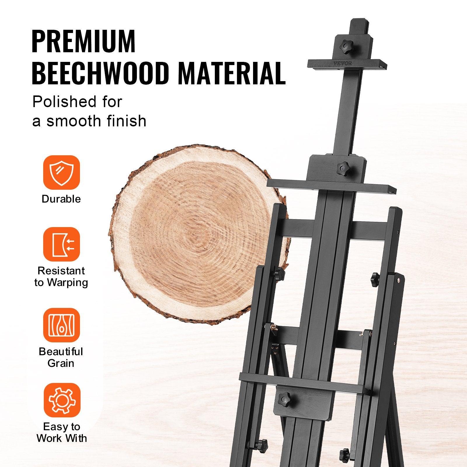 VEVOR Studio H-Frame Easel Holds Canvas Art up to 77" Beechwood Artists Easel 