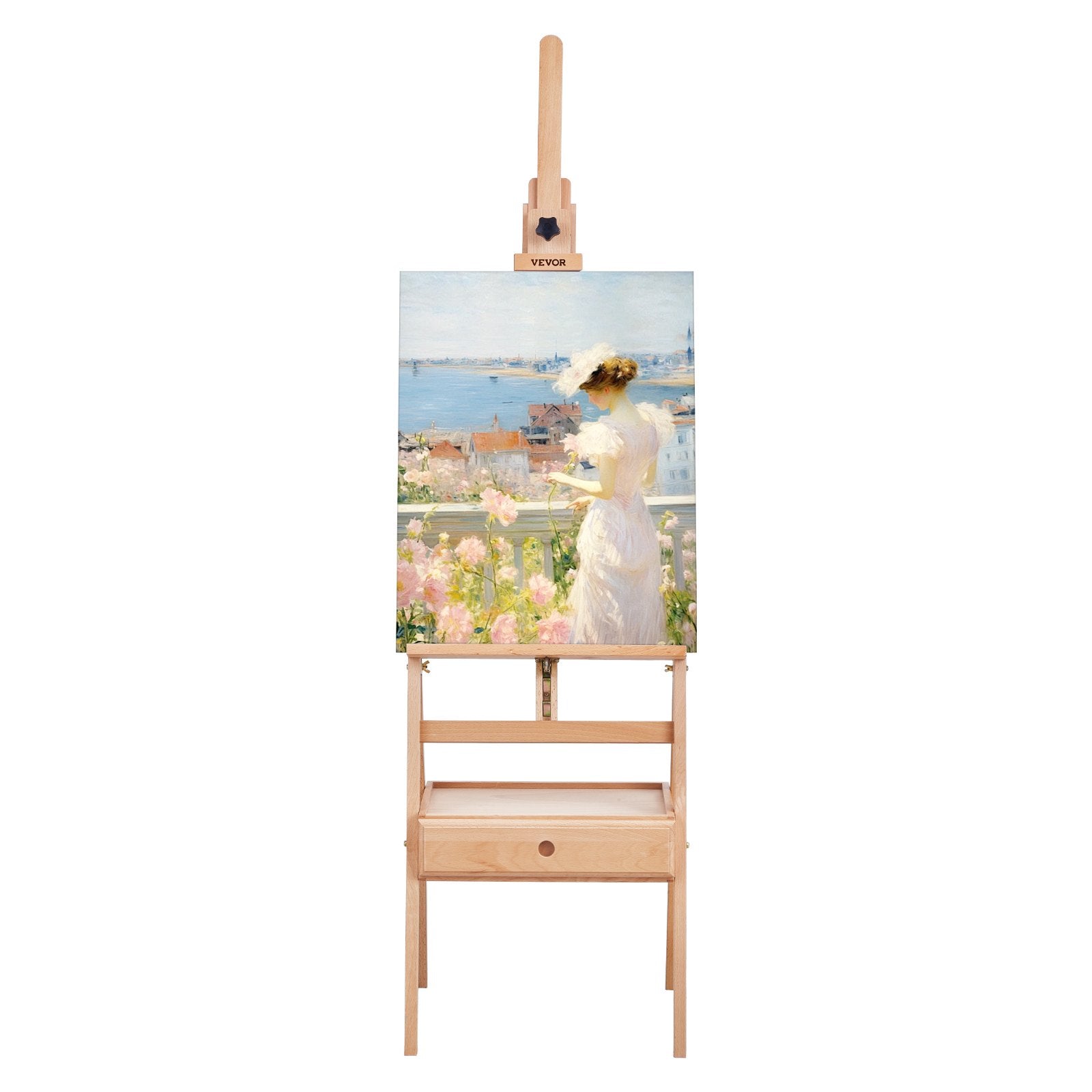 VEVOR Studio H-Frame Easel Holds Canvas Art up to 36" Beechwood Artists Easel 