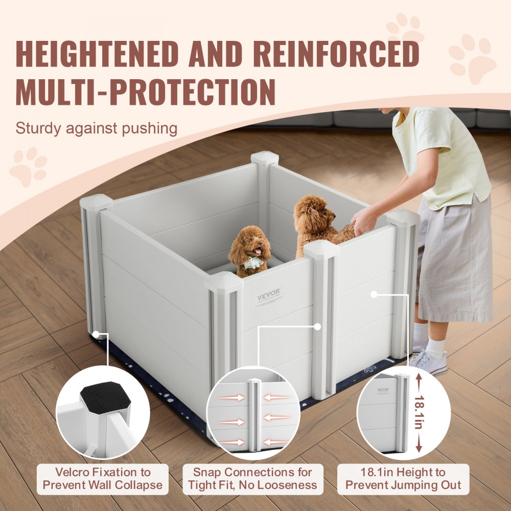 VEVOR Dog Whelping Box 28.3x28.3x18.1in PVC with Rails Pee Pad for Dogs Puppies 