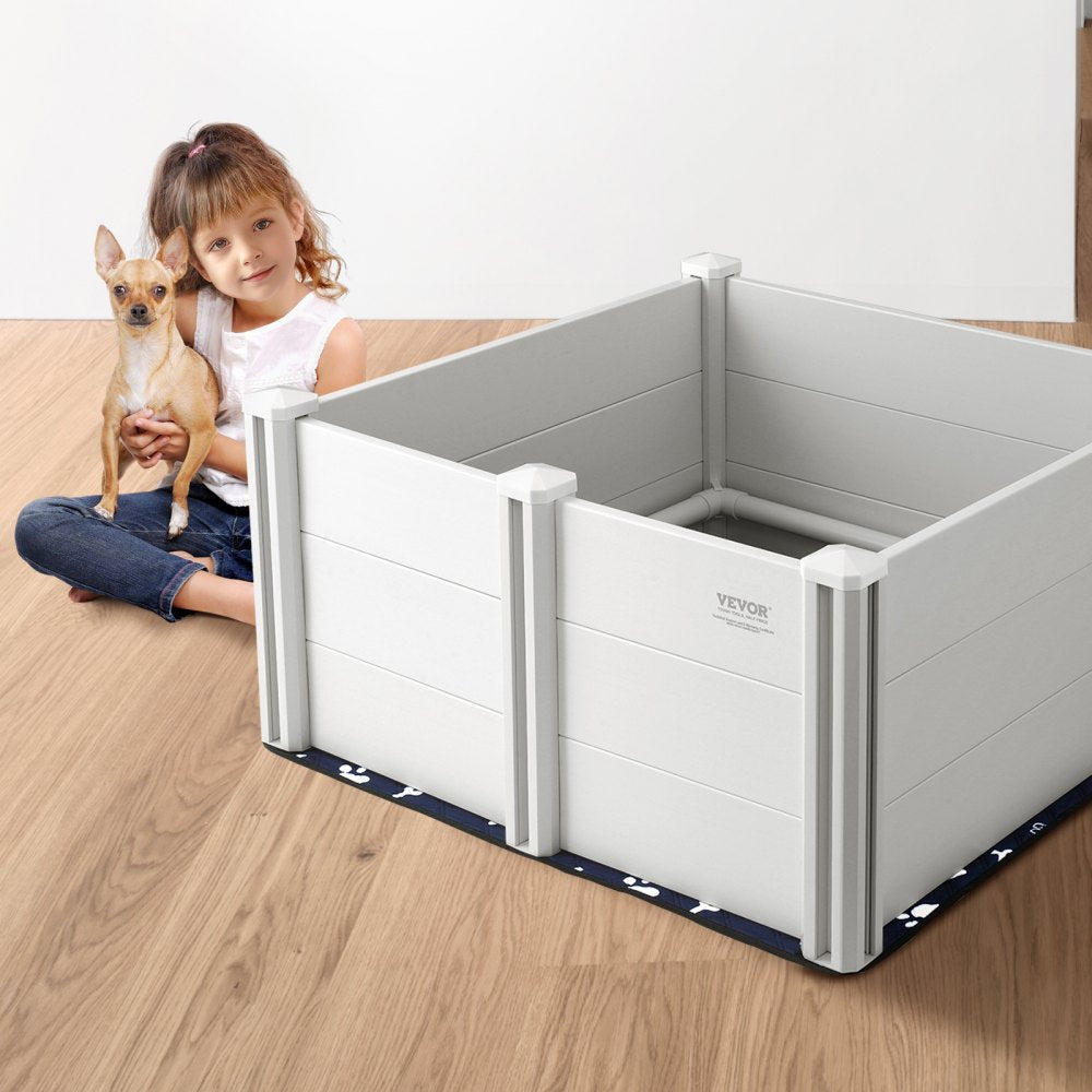 VEVOR Dog Whelping Box 38.6x38.6x18.1in PVC with Rails Pee Pad for Dogs Puppies 