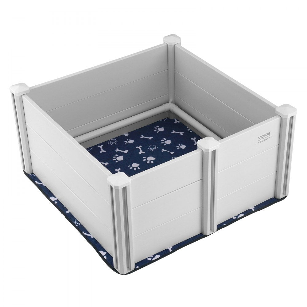 VEVOR Dog Whelping Box 38.6x38.6x18.1in PVC with Rails Pee Pad for Dogs Puppies 