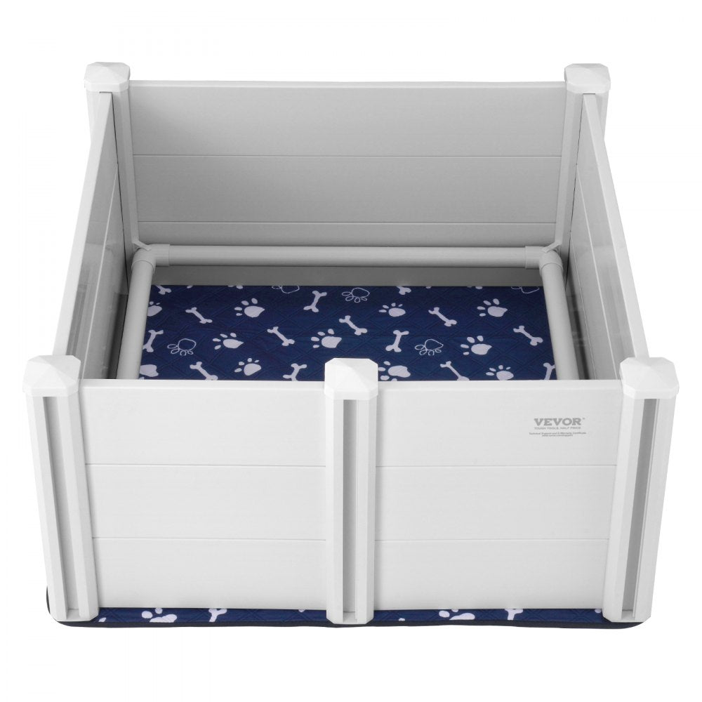 VEVOR Dog Whelping Box 38.6x38.6x18.1in PVC with Rails Pee Pad for Dogs Puppies 