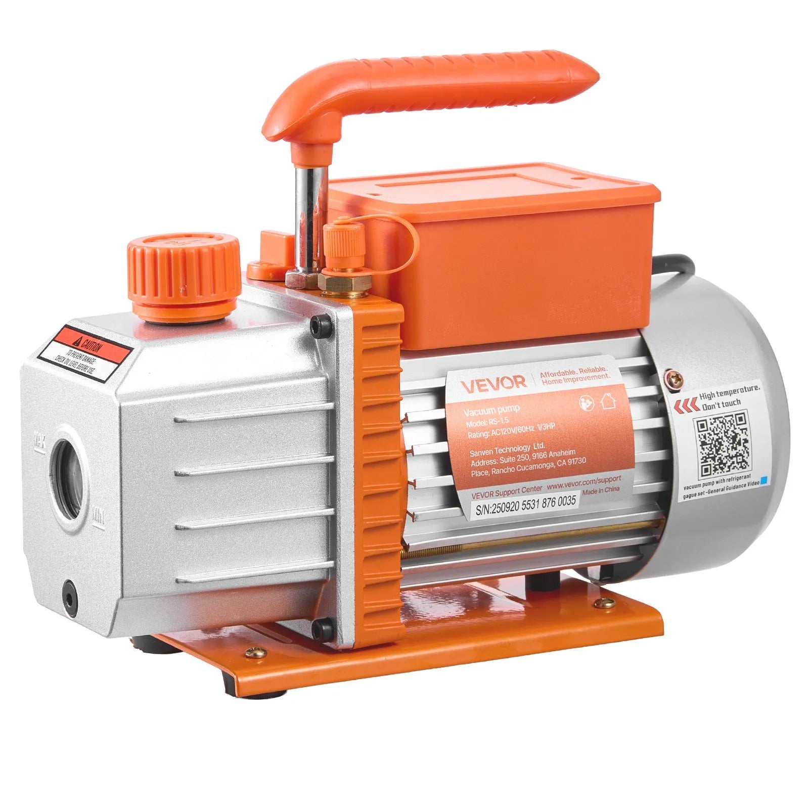 VEVOR AC Vacuum Pump and Gauge Set, 4.5 CFM 1/3 HP, Single Stage Rotary Vane HVAC Vacuum Pump, A/C Manifold Gauge Kit, for R134a R22 R410a R1234YF R32, with Carry Bag, for Auto HVAC Air Conditioning 