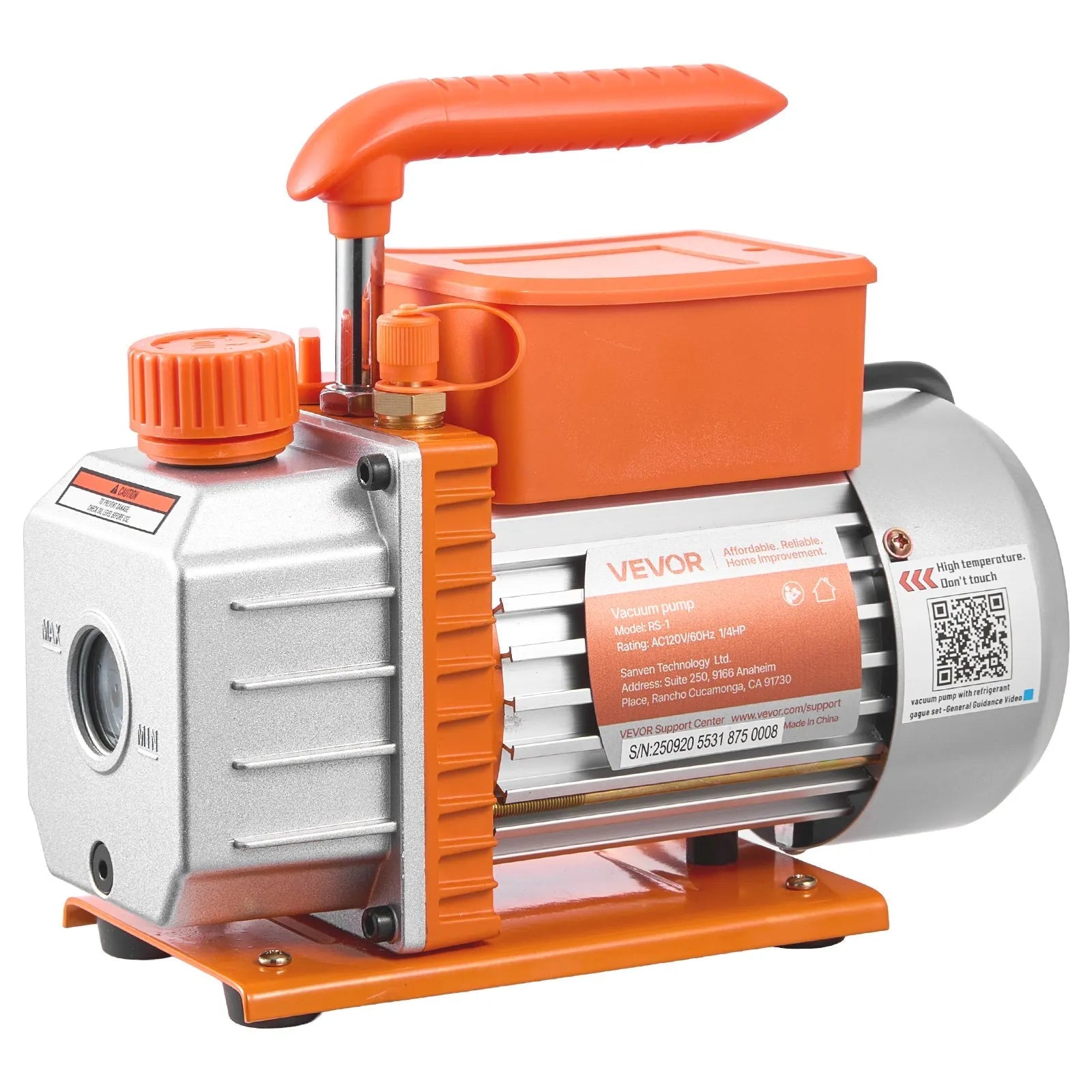 VEVOR AC Vacuum Pump and Gauge Set, 3.5 CFM 1/4 HP, Single Stage Rotary Vane HVAC Vacuum Pump, A/C Manifold Gauge Kit, for R134a R22 R410a R1234YF R32, with Carry Bag, for Auto HVAC Air Conditioning 