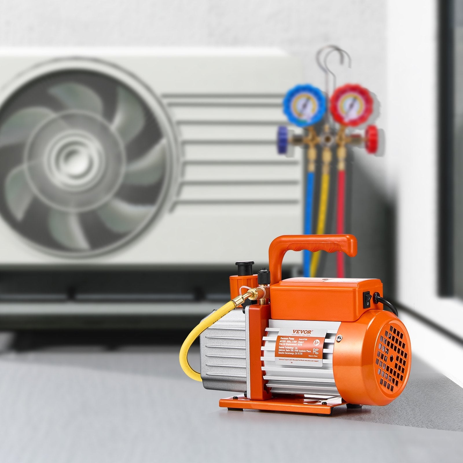 VEVOR Vacuum Pump 5 CFM HVAC Single Stage Rotary Vane Vacuum Pump Oil Included 