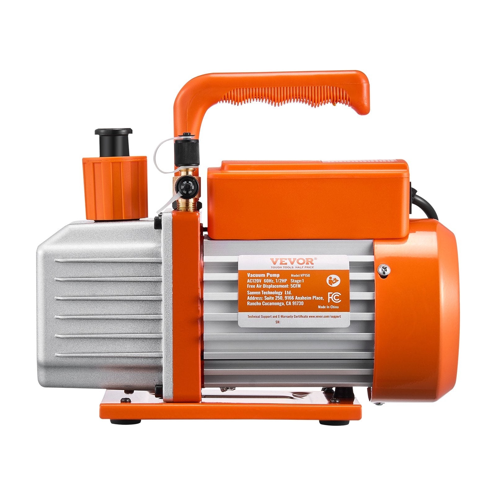 VEVOR Vacuum Pump 5 CFM HVAC Single Stage Rotary Vane Vacuum Pump Oil Included 