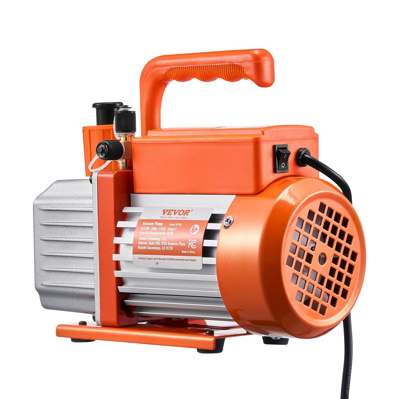 VEVOR Vacuum Pump 5 CFM HVAC Single Stage Rotary Vane Vacuum Pump Oil Included 