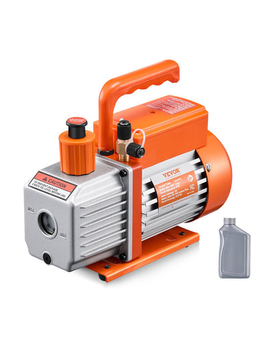 VEVOR Vacuum Pump 4 CFM HVAC Single Stage Rotary Vane Vacuum Pump Oil Included 