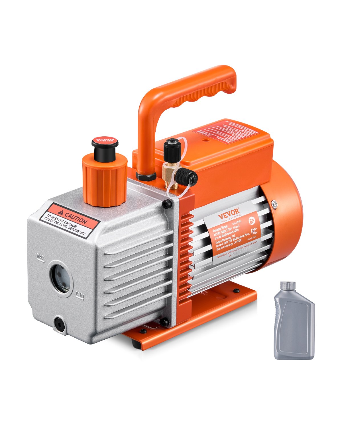 VEVOR Vacuum Pump 6 CFM HVAC 2 Stage Rotary Vane Vacuum Pump Oil Included 