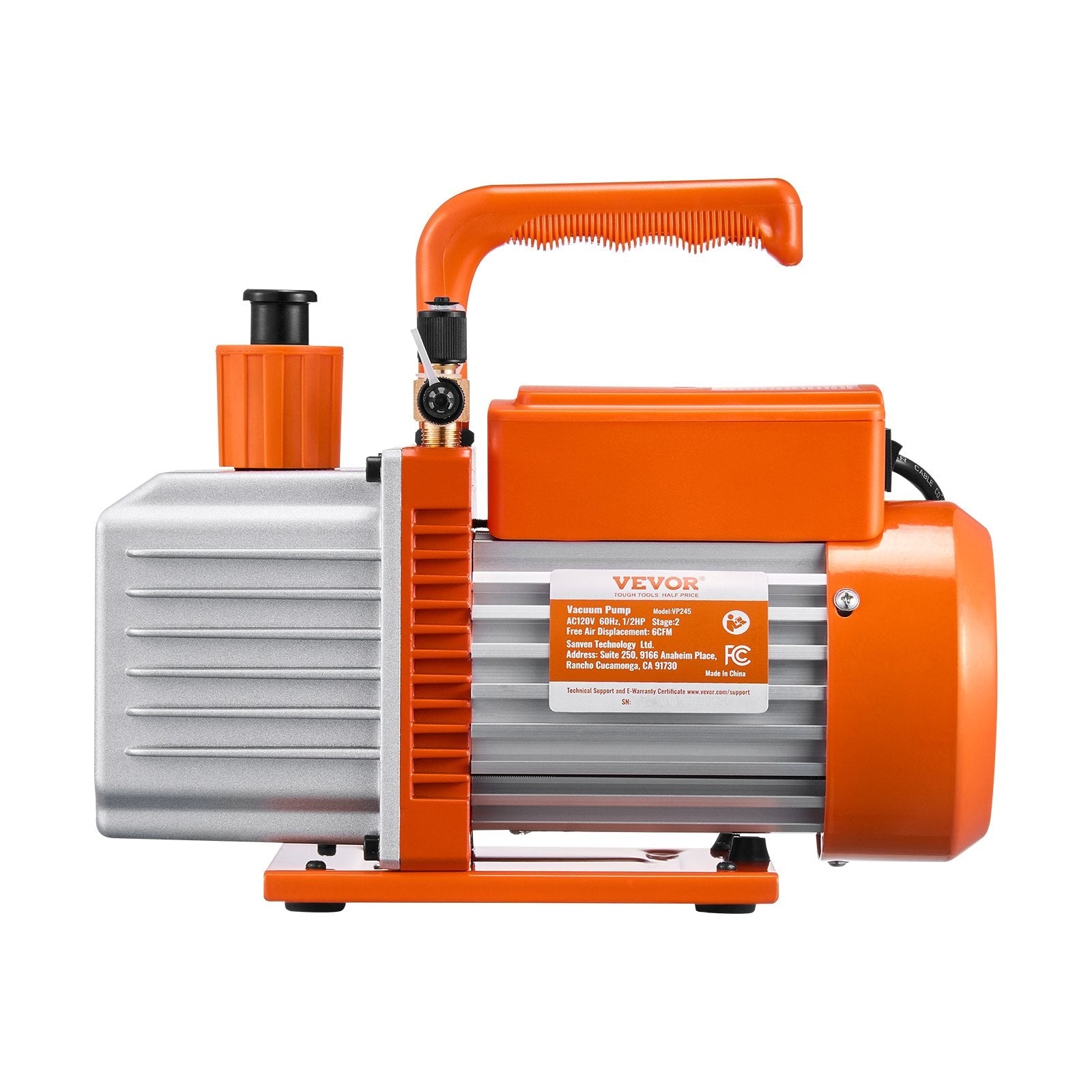 VEVOR Vacuum Pump 6 CFM HVAC 2 Stage Rotary Vane Vacuum Pump Oil Included 