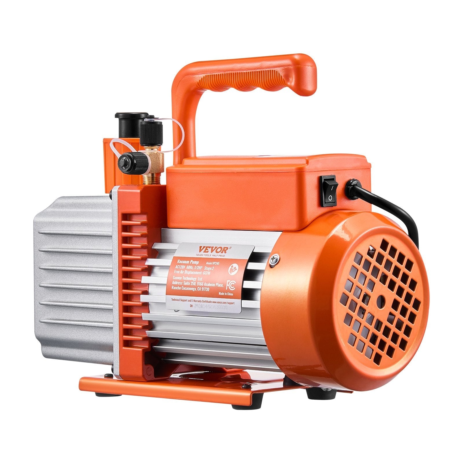 VEVOR Vacuum Pump 6 CFM HVAC 2 Stage Rotary Vane Vacuum Pump Oil Included 