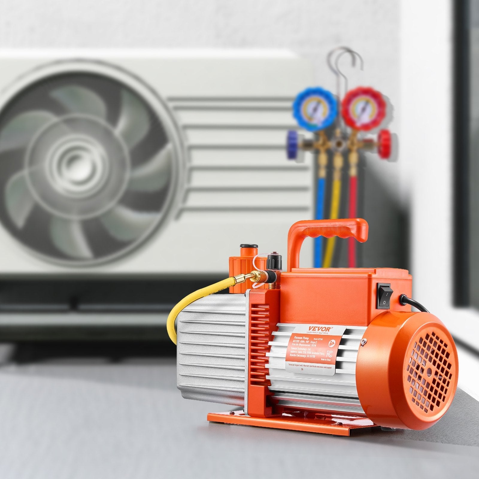 VEVOR Vacuum Pump 9 CFM HVAC 2 Stage Rotary Vane Vacuum Pump Oil Included 