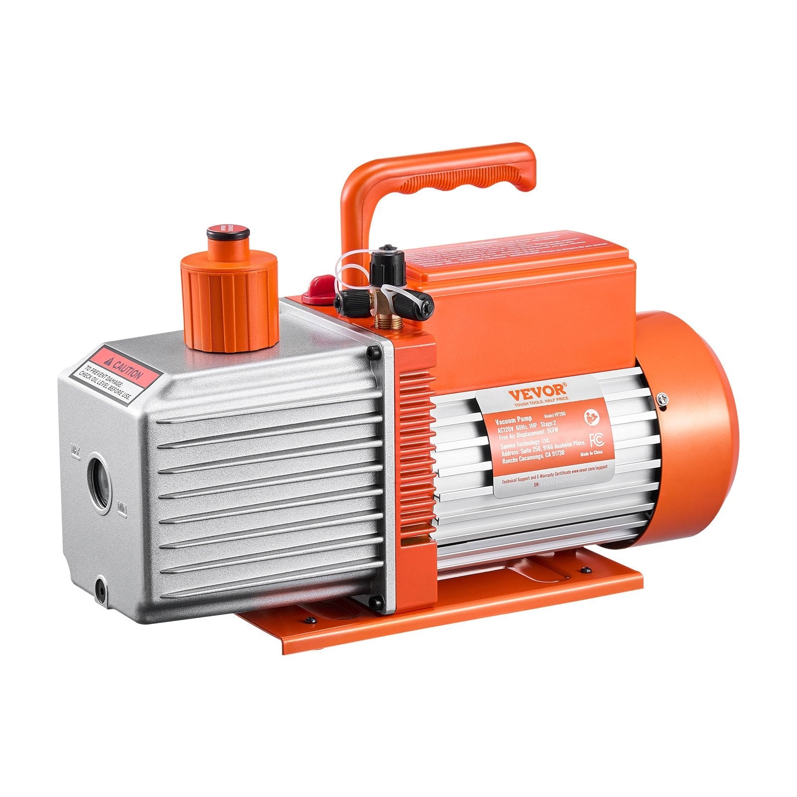 VEVOR Vacuum Pump 9 CFM HVAC 2 Stage Rotary Vane Vacuum Pump Oil Included 