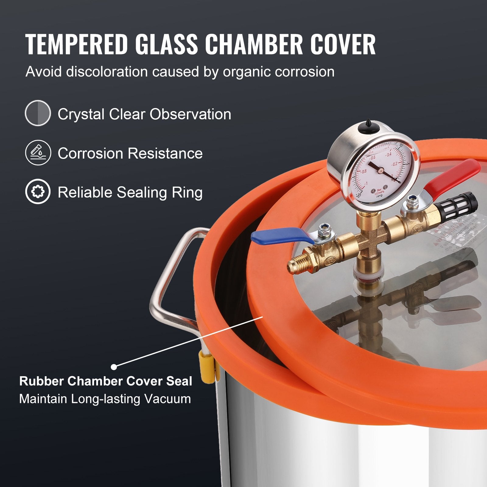 VEVOR 3 Gallon Vacuum Chamber and 3.5 CFM Pump Kit, Tempered Glass Lid Vacuum Degassing Chamber Kit, Single Stage Vacuum Pump with 250 ml Oil Bottle, for Stabilizing Wood, Degassing Silicones, Epoxies 