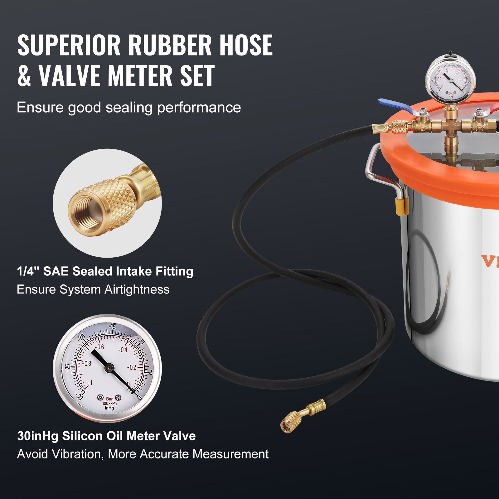 VEVOR 3 Gallon Vacuum Chamber and 3.5 CFM Pump Kit, Tempered Glass Lid Vacuum Degassing Chamber Kit, Single Stage Vacuum Pump with 250 ml Oil Bottle, for Stabilizing Wood, Degassing Silicones, Epoxies 