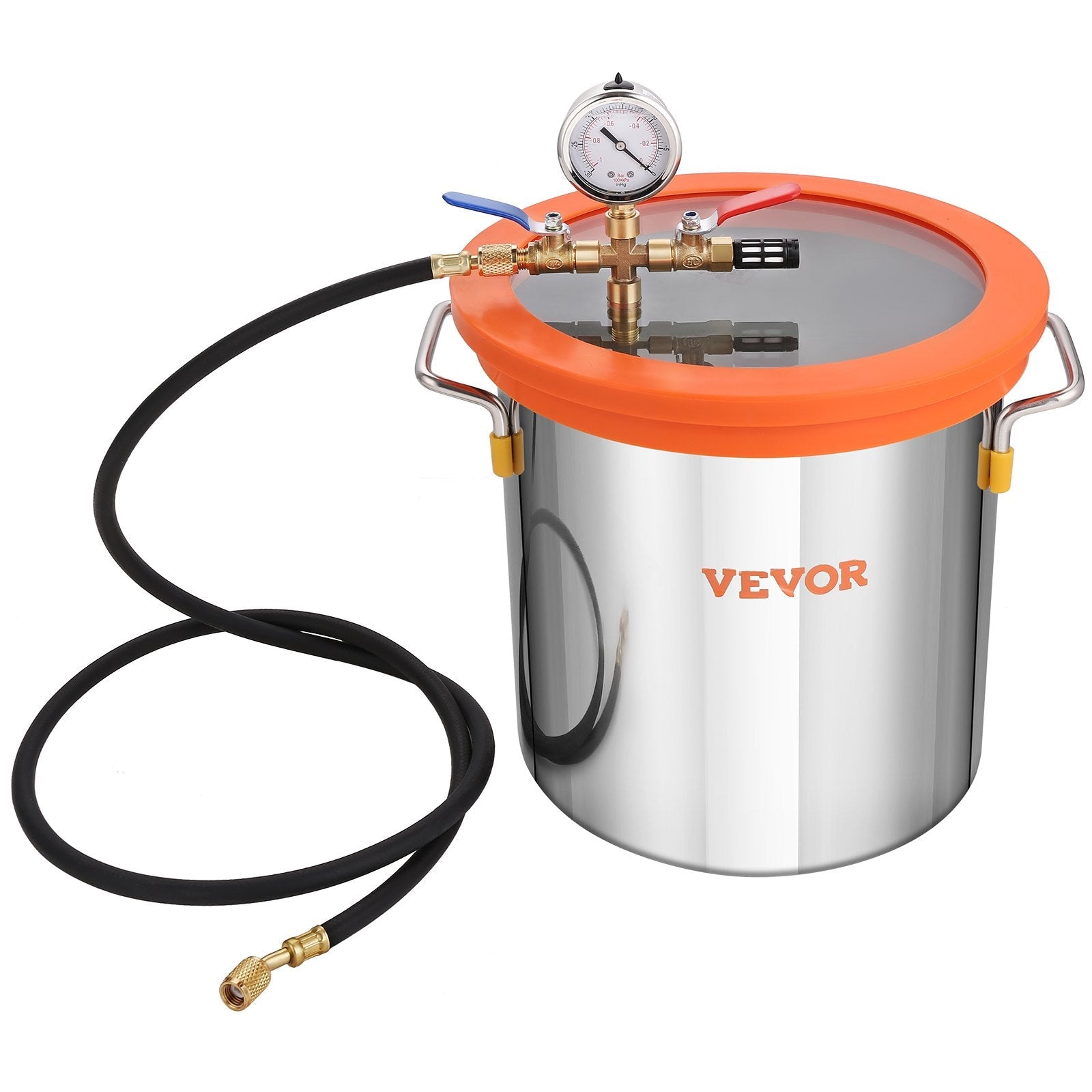 VEVOR 3 Gallon Vacuum Chamber and 3.5 CFM Pump Kit, Tempered Glass Lid Vacuum Degassing Chamber Kit, Single Stage Vacuum Pump with 250 ml Oil Bottle, for Stabilizing Wood, Degassing Silicones, Epoxies 