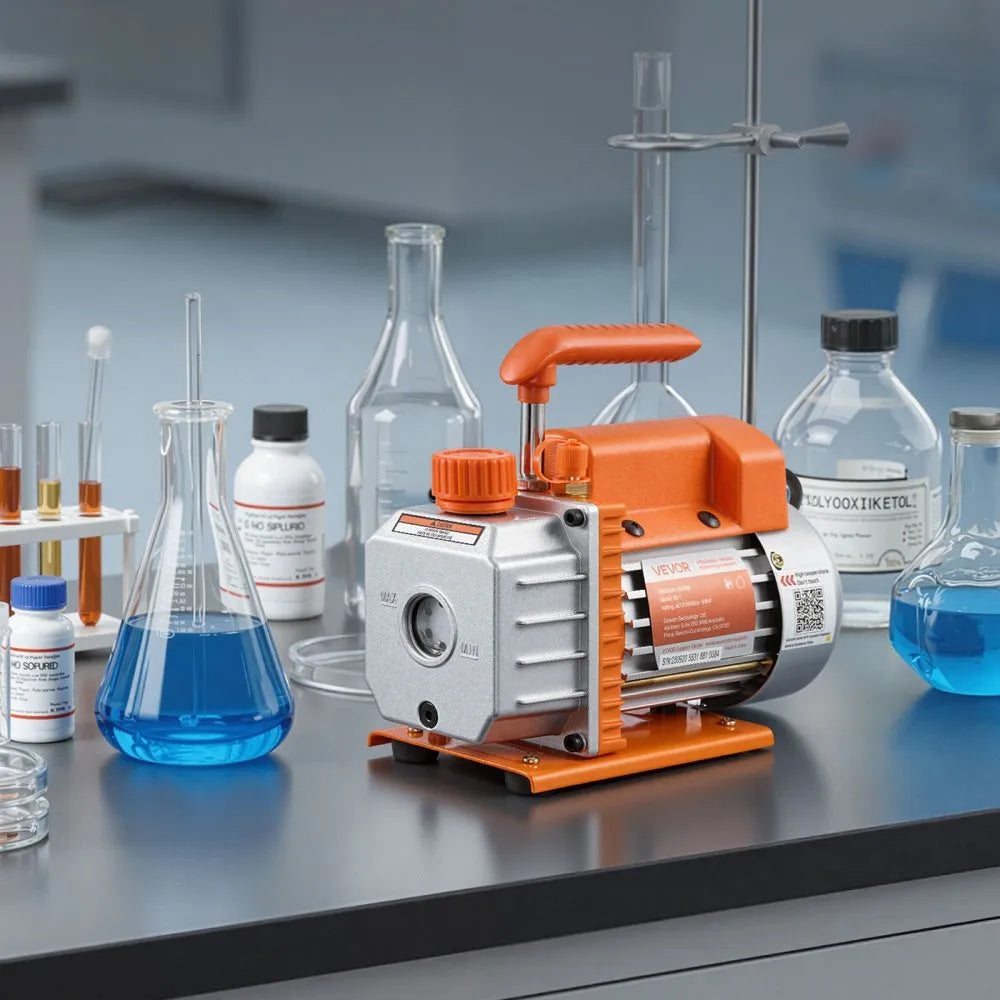 VEVOR 5 Gallon Vacuum Chamber with Pump, 3.5 CFM, Single Stage Vacuum Pump, Stainless Steel Degassing Chamber Kit with Tempered Glass Lid, 5 ft Hose, for Stabilizing Wood Degassing Silicone Resin 