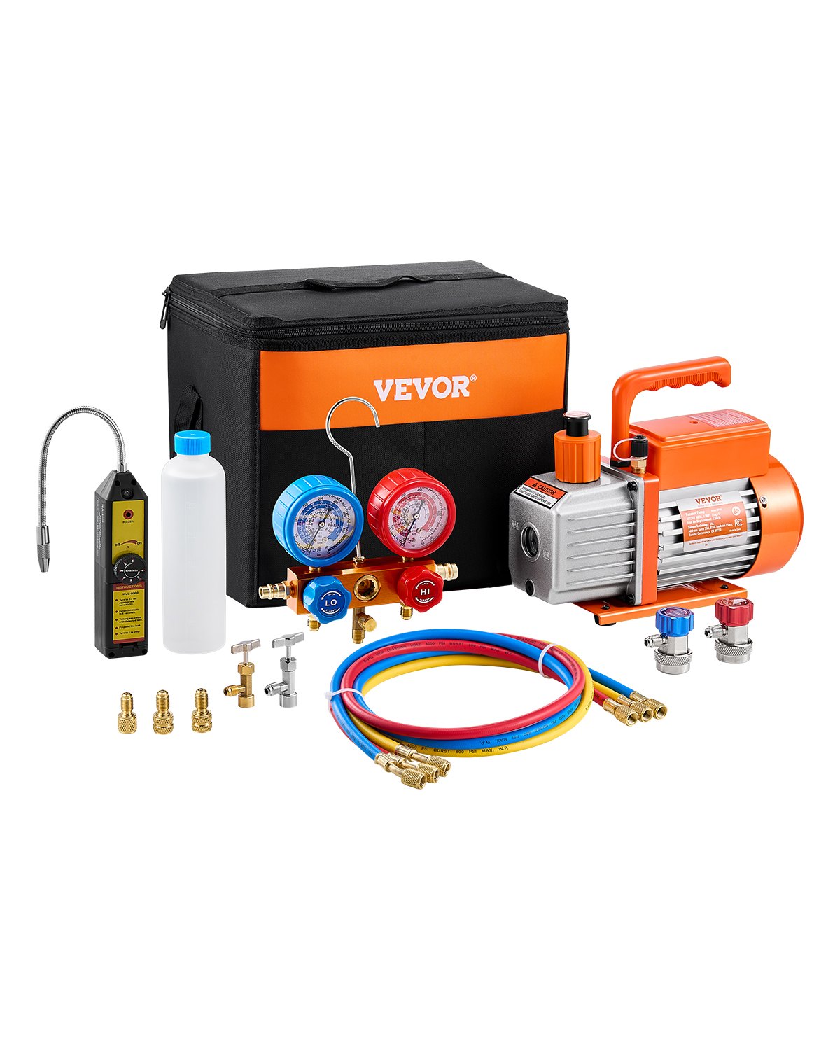 VEVOR 4.5 CFM HVAC Single Stage Rotary Vane Vacuum Pump and Manifold Gauge Kit 