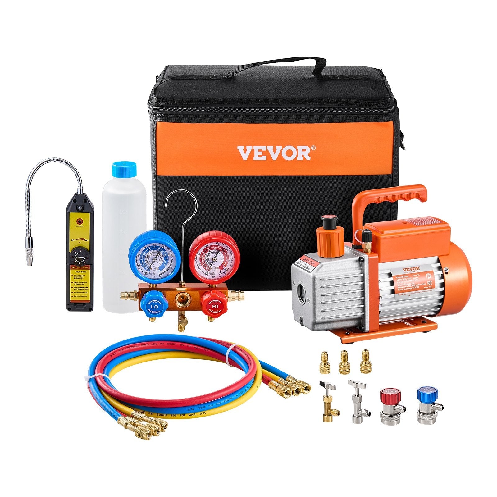 VEVOR 4.5 CFM HVAC Single Stage Rotary Vane Vacuum Pump and Manifold Gauge Kit 