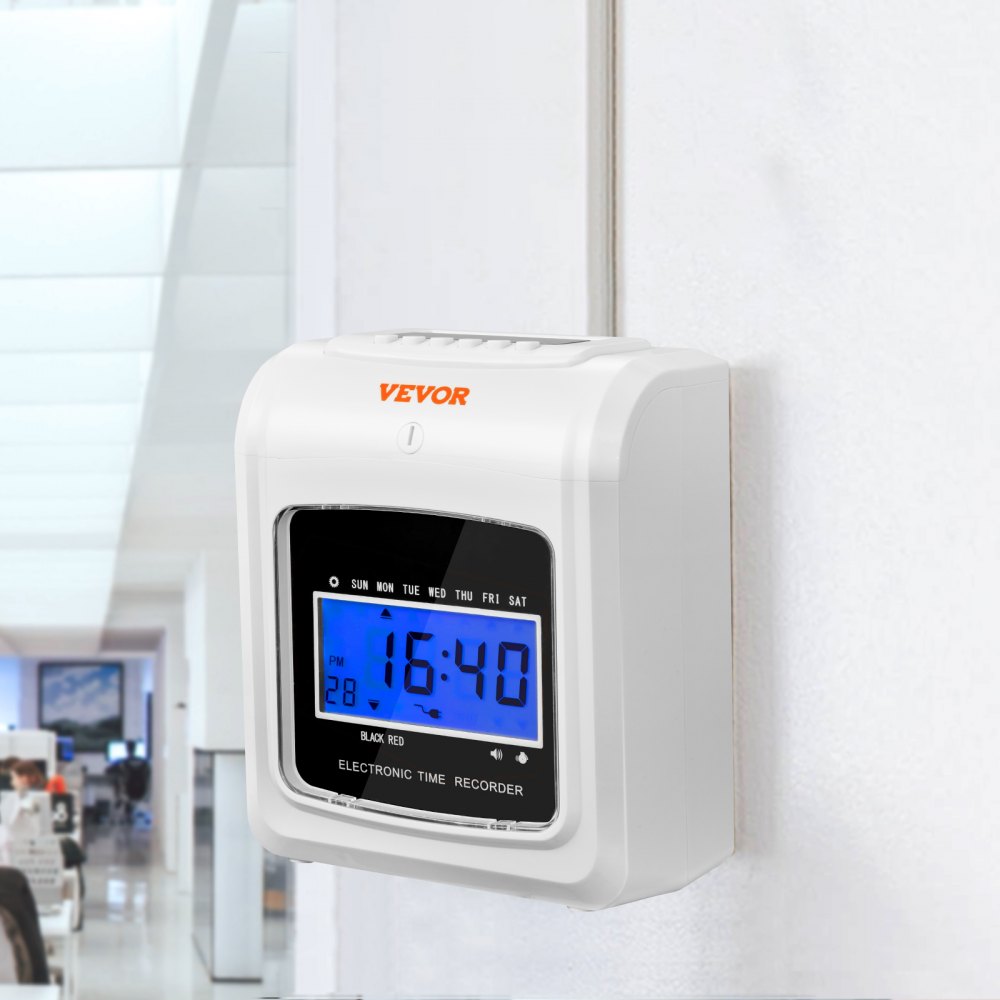 VEVOR Punch Time Clock, Time Tracker Machine for Employees of Small Business, 6 Punches per Day, Time Clock Punch Machine Includes 102 Time Cards, 1 Ink Ribbon and 2 Security Keys 