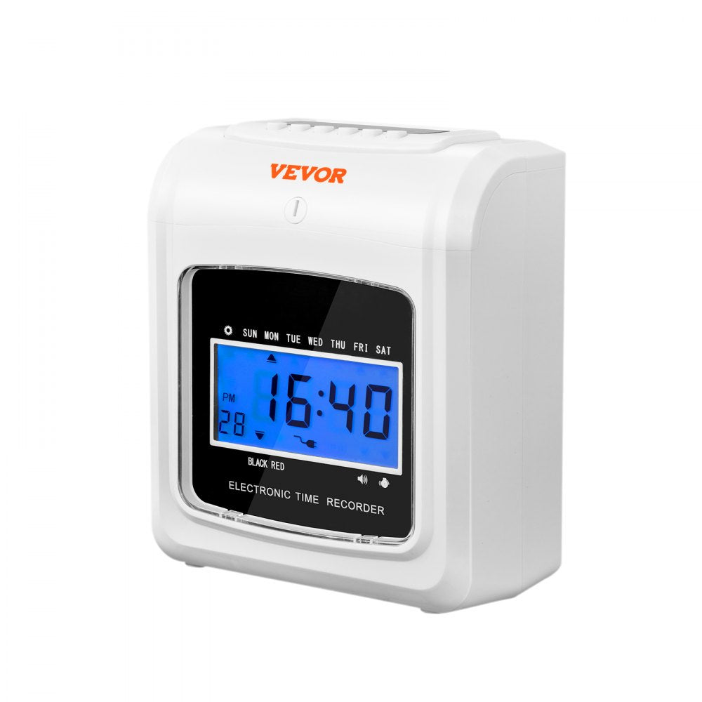 VEVOR Punch Time Clock, Time Tracker Machine for Employees of Small Business, 6 Punches per Day, Time Clock Punch Machine Includes 102 Time Cards, 1 Ink Ribbon and 2 Security Keys 