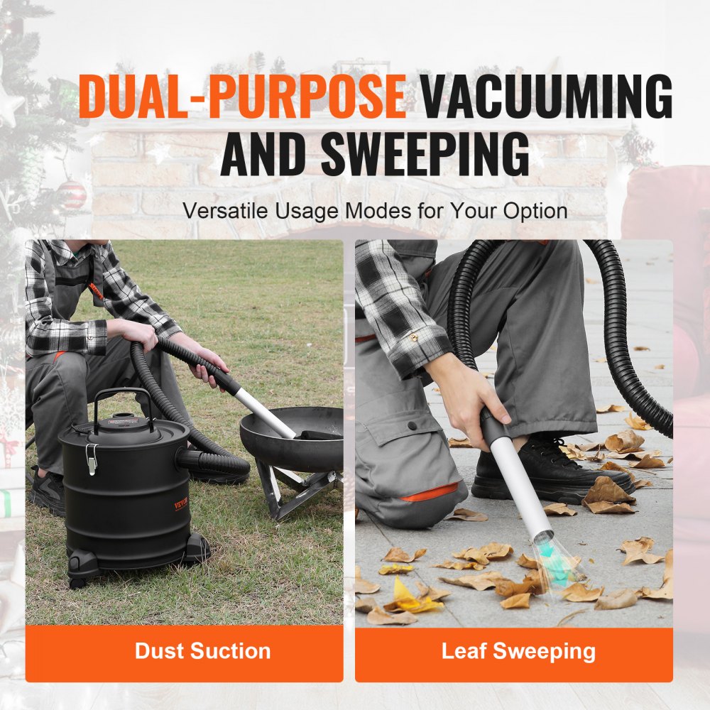 VEVOR Ash Vacuum Cleaner 5 Gallon 1200W for Fireplaces Pellet Stoves Grills BBQ 