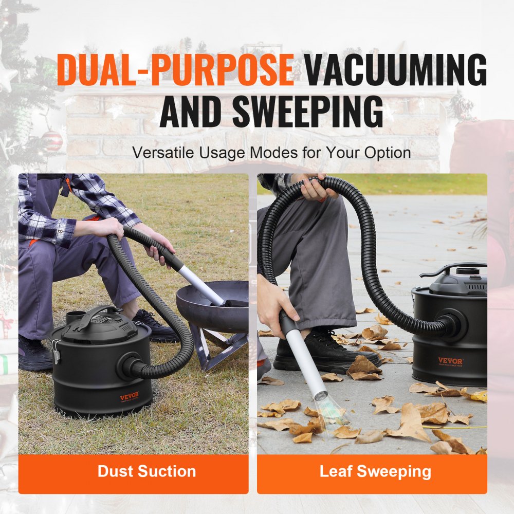 VEVOR Ash Vacuum Cleaner, 4 Gallon with 1200W Powerful Suction, Ash Vac Collector with 47.2 in Flexible Hose, for Fireplaces, Pellet Stoves, Wood Stove, Log Burner, Grills, Pizza Ovens, Fire Pits 