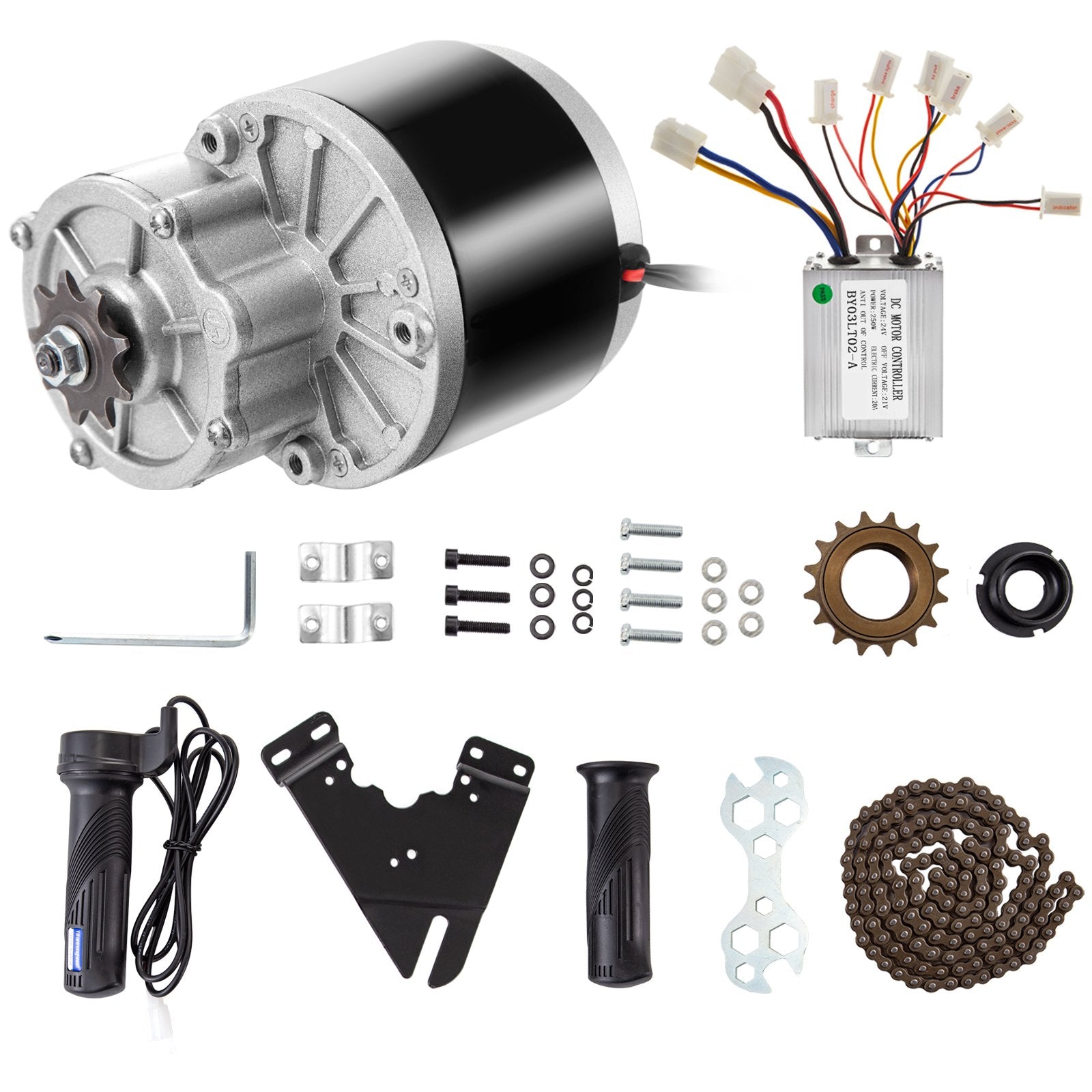 VEVOR Bicycle Reduction Motor 250W 24V Geared Motor 2700RPM 14.3A Brushes Motor with Twist Kit for Electric Bike Conversion Kit Electric Bicycle Scooter Motor 