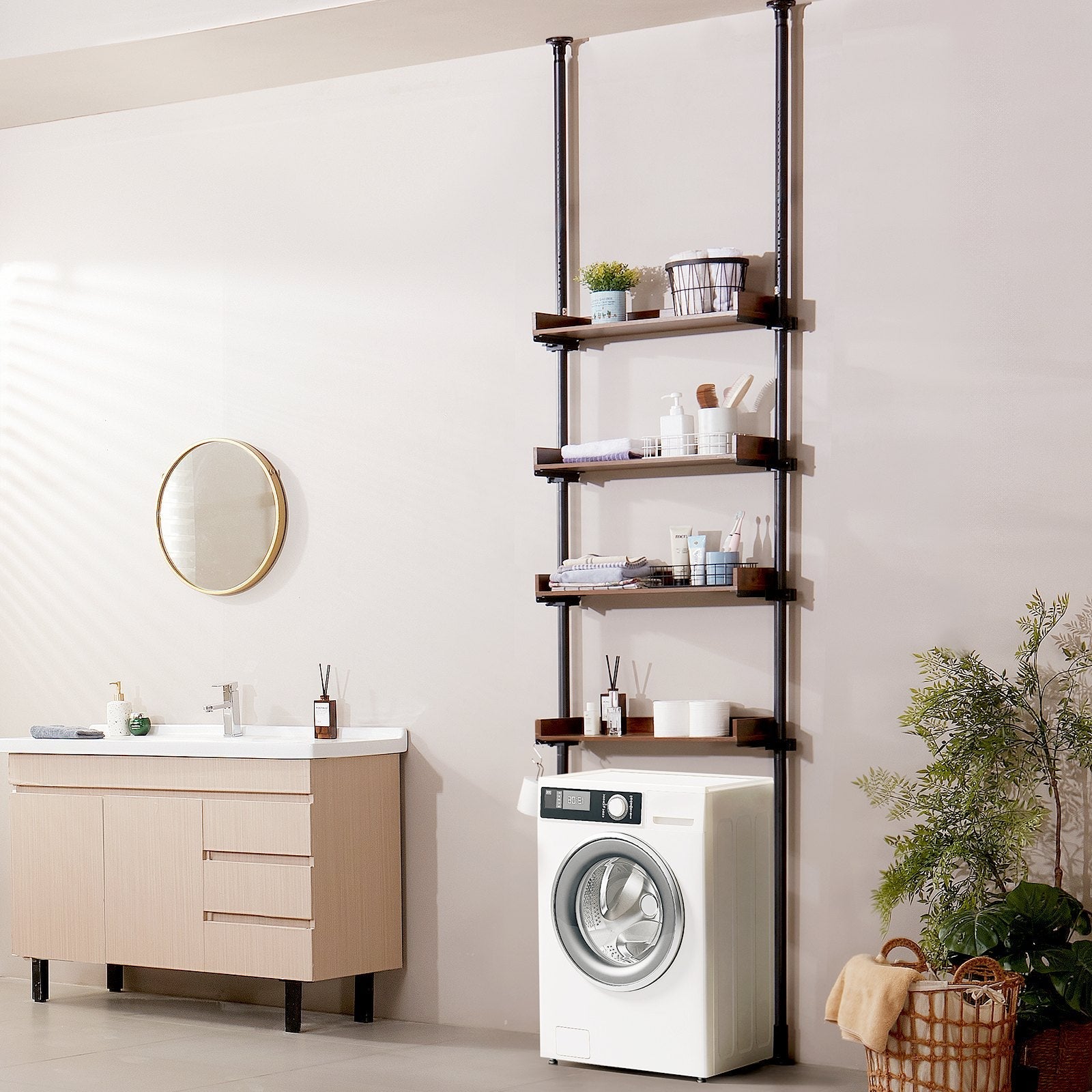 VEVOR Over the Toilet Storage 4-Tier Bathroom Shelf Rack Space Saver Organizer 