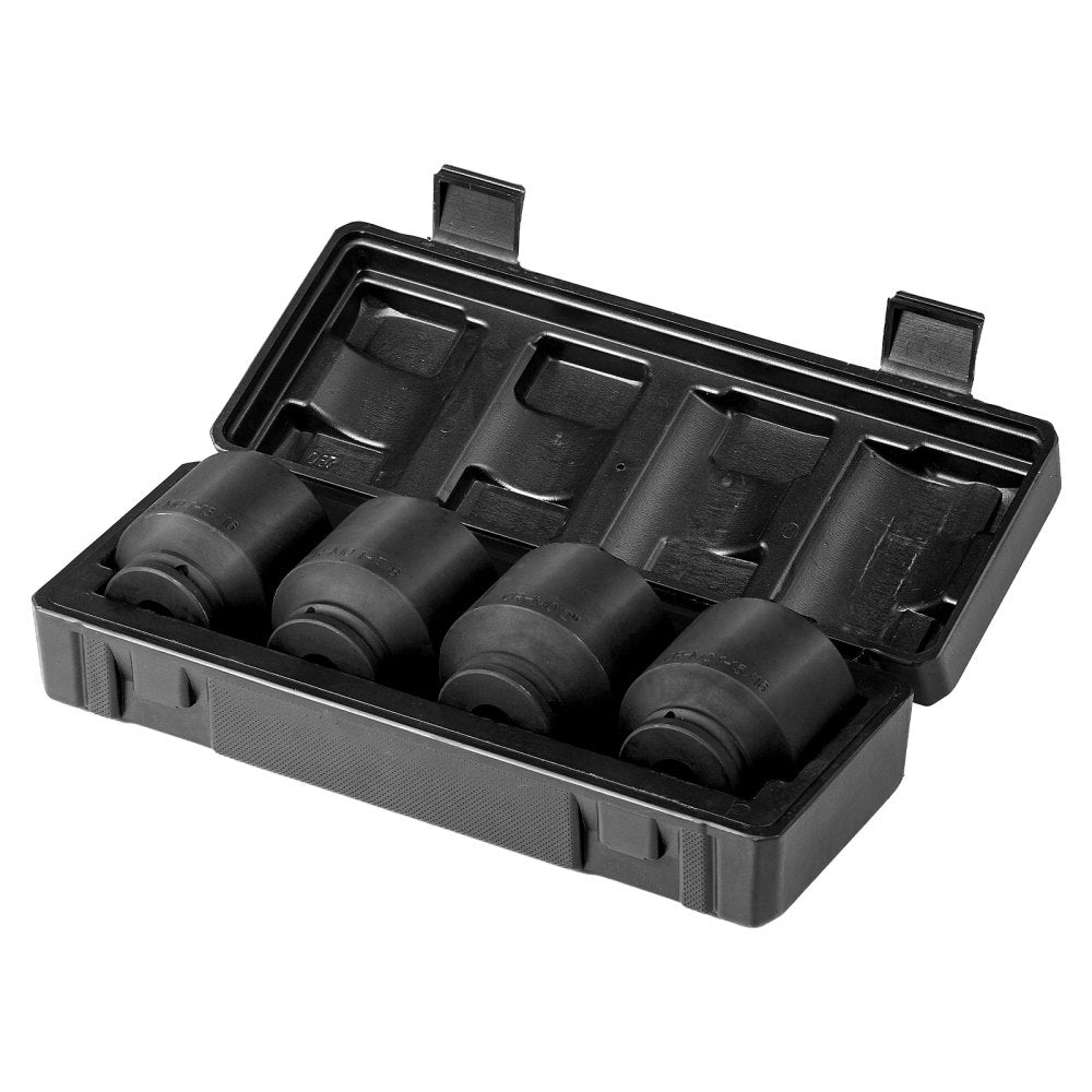 VEVOR Axle Nut Impact Socket Set 1/2" Drive 6-Point 4PCS SAE Spindle Nut Socket 