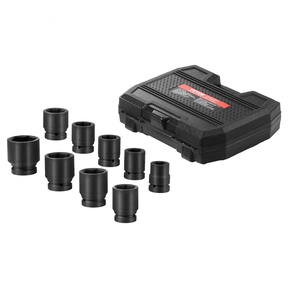 VEVOR Axle Nut Impact Socket Set 1" Drive 6-Point 9PCS SAE Spindle Nut Socket 