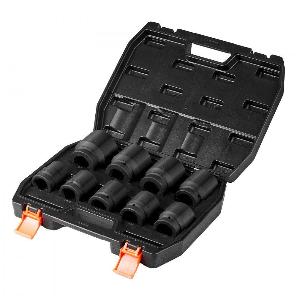 VEVOR Axle Nut Impact Socket Set 1" Drive 6-Point 9PCS SAE Spindle Nut Socket 