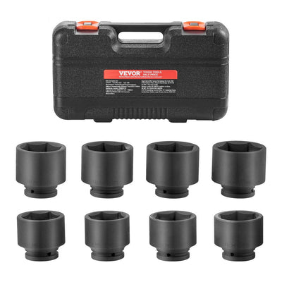 VEVOR Axle Nut Impact Socket Set 3/4" Drive 6-Point 8PCS SAE Spindle Nut Socket 