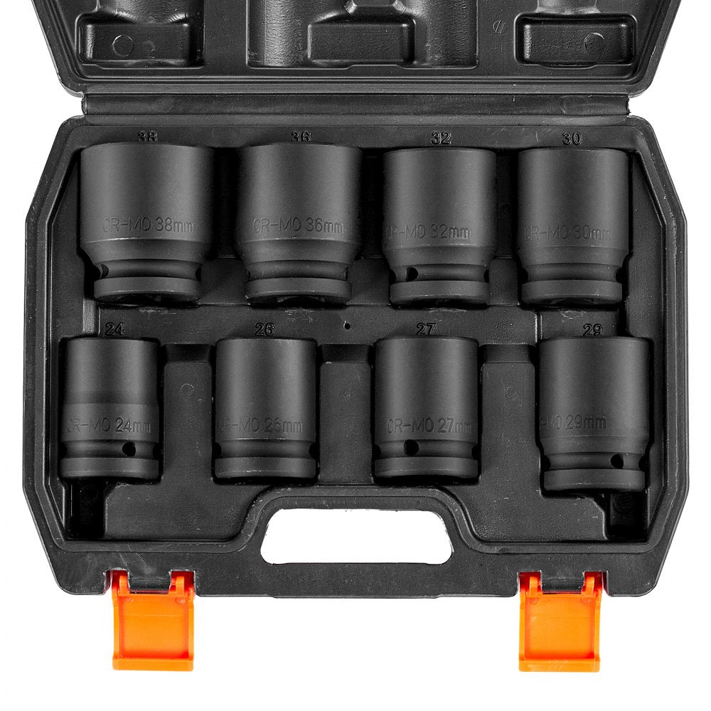 VEVOR Axle Nut Impact Socket Set 3/4" Drive 6-Point 8PCS Metric Spindle Socket 