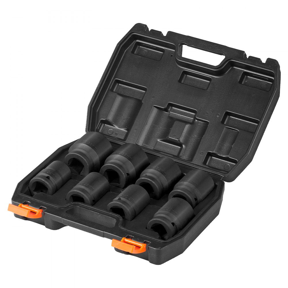 VEVOR Axle Nut Impact Socket Set 3/4" Drive 6-Point 8PCS Metric Spindle Socket 