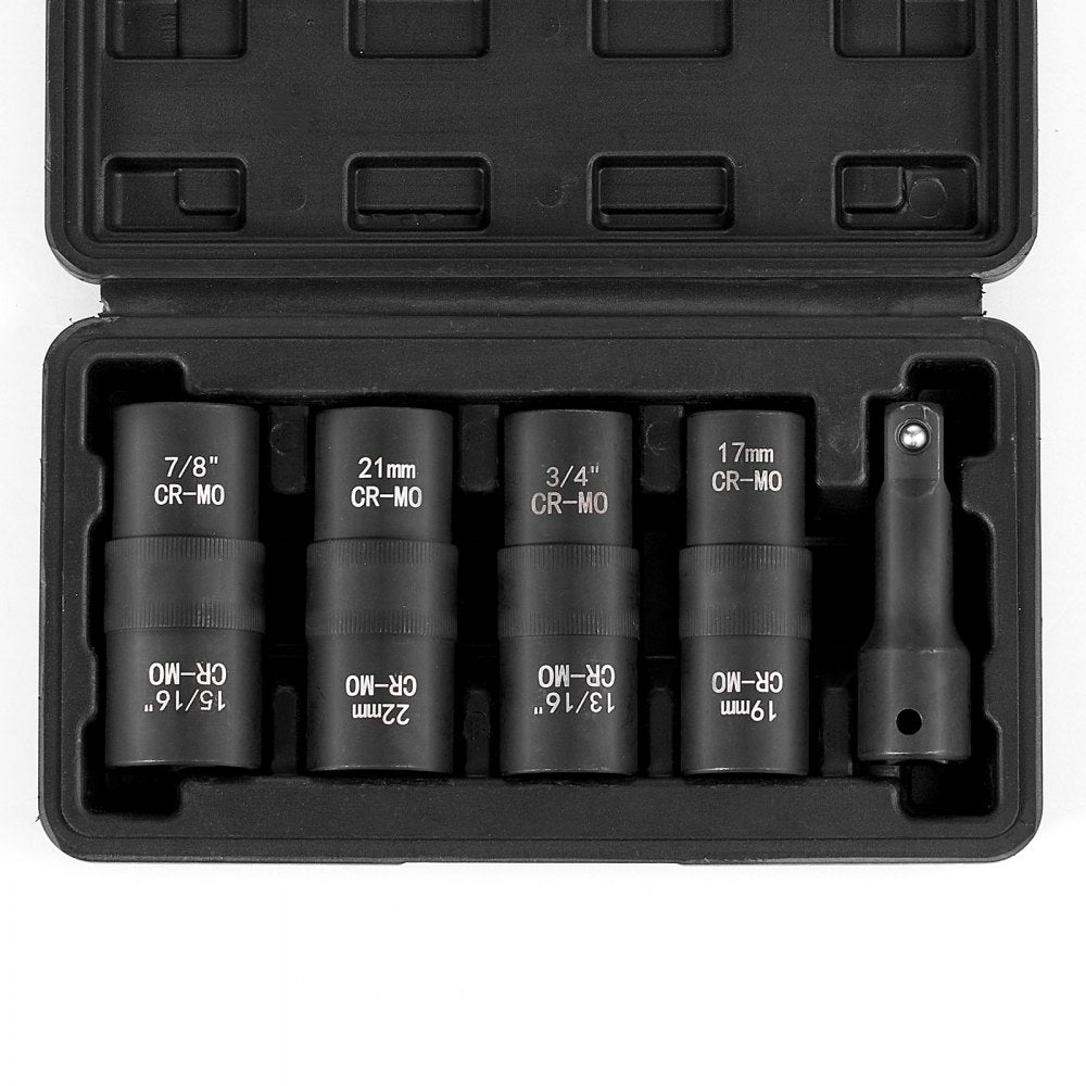 VEVOR Lug Nut Impact Socket Set 1/2 in Drive Metric and SAE 6-Point Flip Socket 