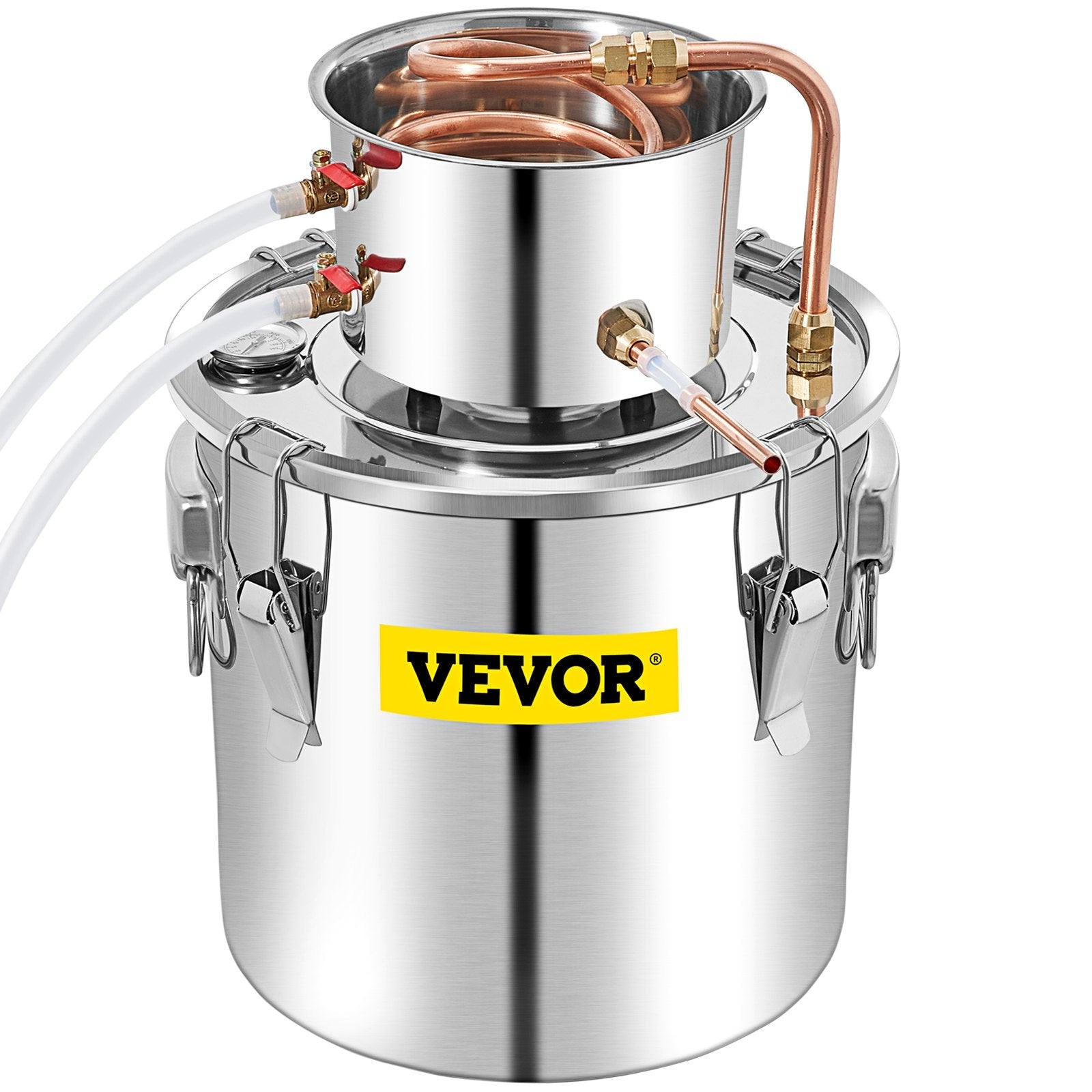VEVOR Alcohol Still 13.2Gal/50L, Alcohol Distiller with Circulating Pump, Alcohol Still Copper Tube, Whiskey Distilling Kit w/Build-In Thermometer, Whiskey Making Kit for DIY Alcohol, Stainless Steel 
