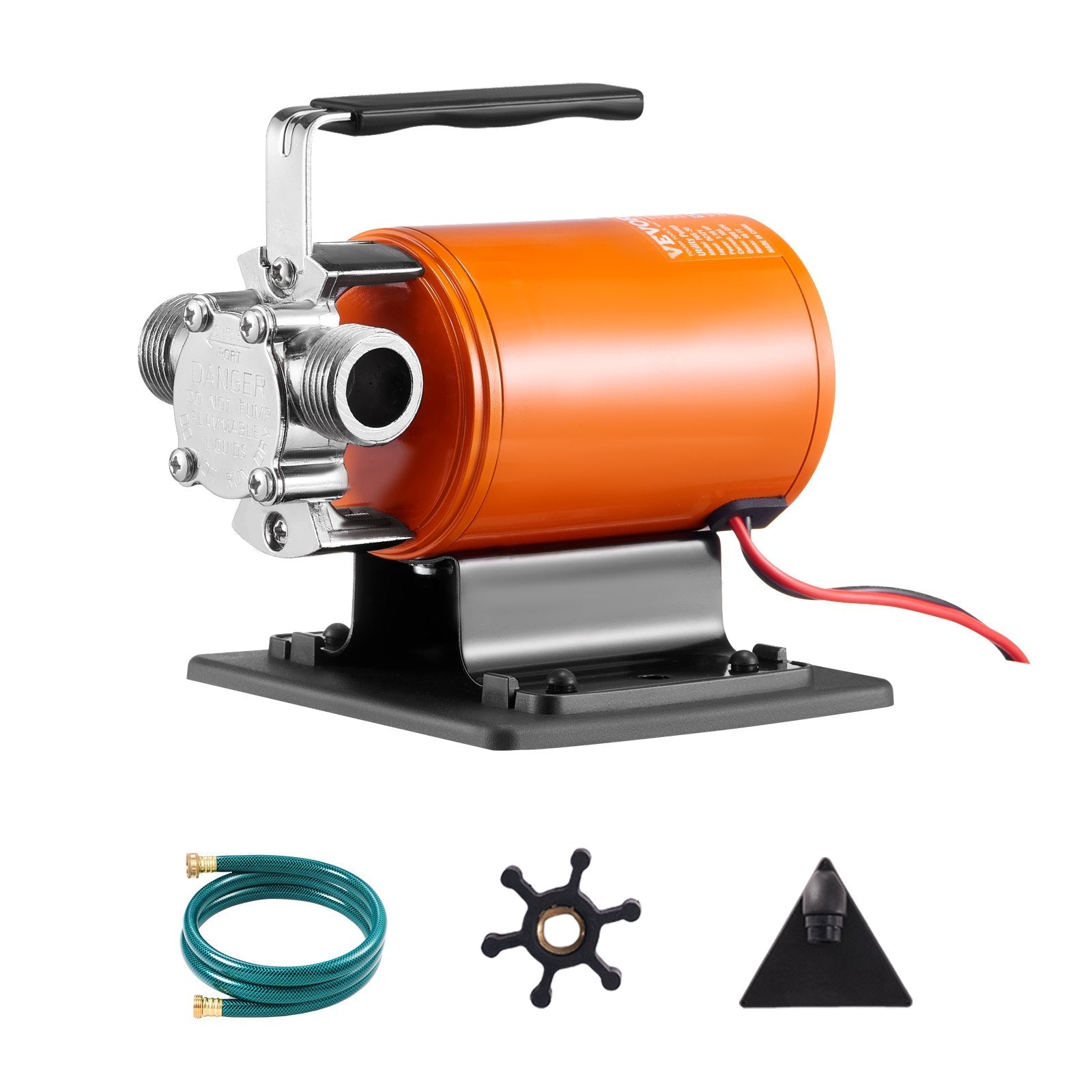 VEVOR Water Transfer Pump, 12V DC 360 GPH 1/10HP, Portable Electric Utility Pump with 6 ft Suction Hose Kit, Impeller, Suction Strainer, for Garden, Rain Barrel, Pool, Pond, Hot Tub, Aquarium Draining 