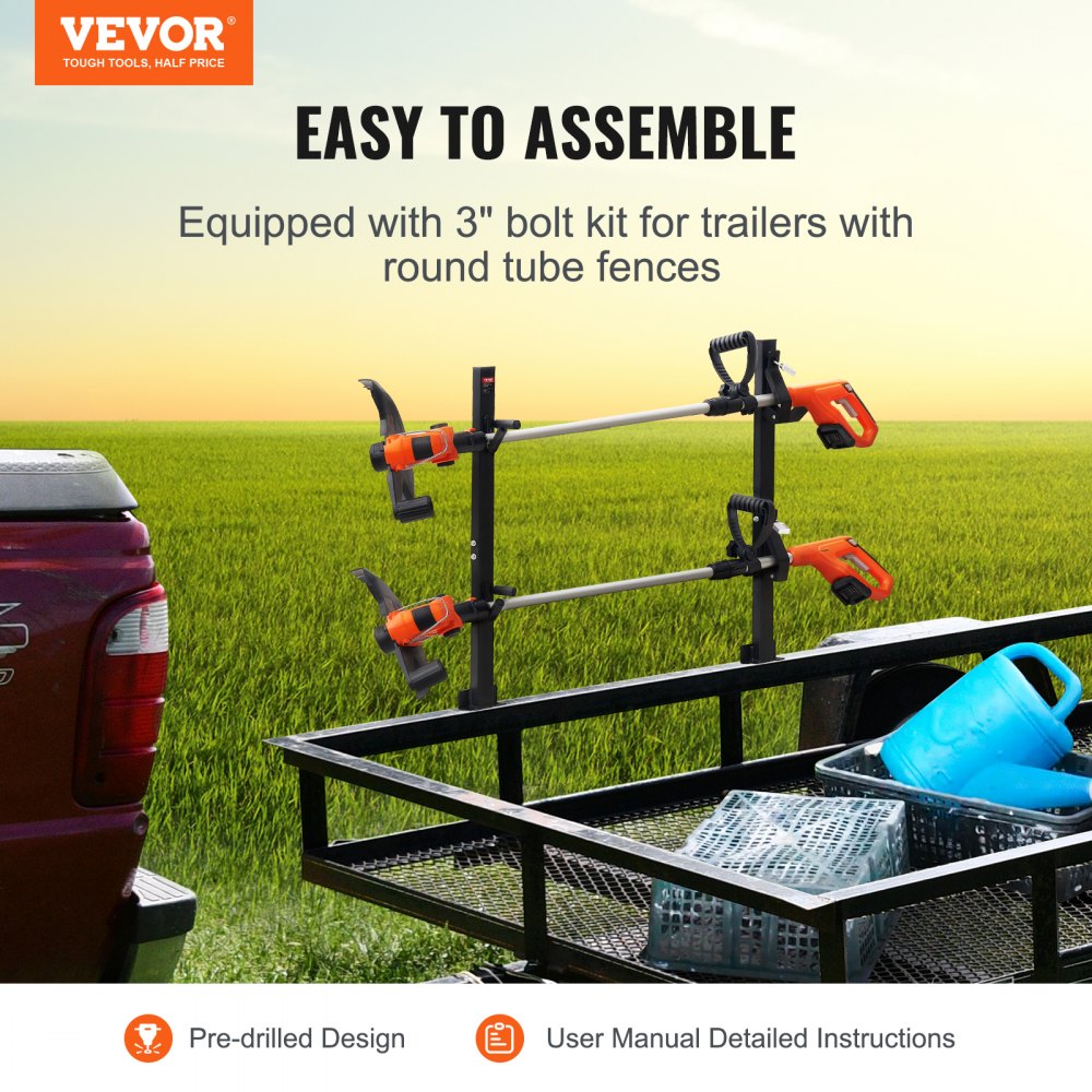 VEVOR Trimmer Rack, 2 Place Weeder Trimmer Rack, Trim Holder Trailer Rack Carrier with Zinc Alloy Password Lock, Mount On Landscape Truck Trailer Enclosed Trimmer Rack Weed Eater Racks, Pair 