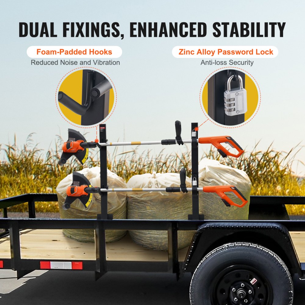 VEVOR Trimmer Rack, 2 Place Weeder Trimmer Rack, Trim Holder Trailer Rack Carrier with Zinc Alloy Password Lock, Mount On Landscape Truck Trailer Enclosed Trimmer Rack Weed Eater Racks, Pair 